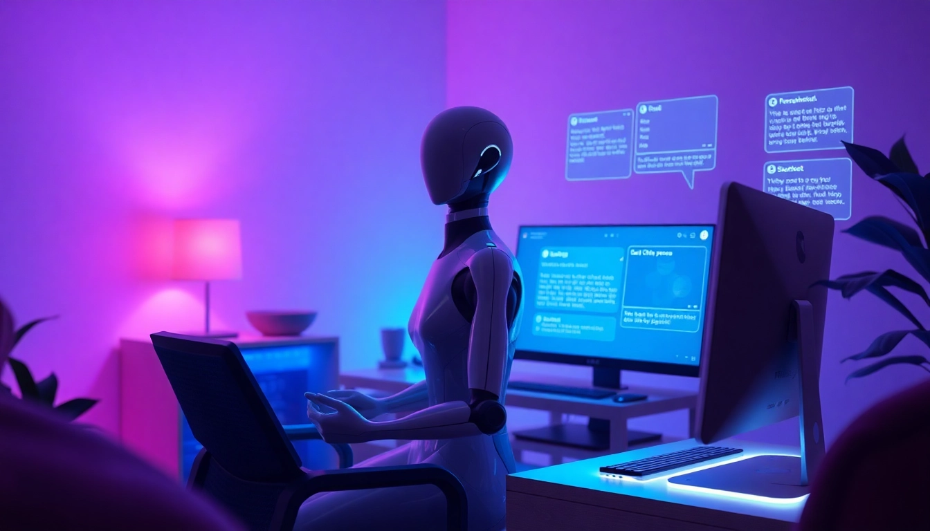Engage with a friendly sex chat bot offering interactive conversations in a cozy setting.