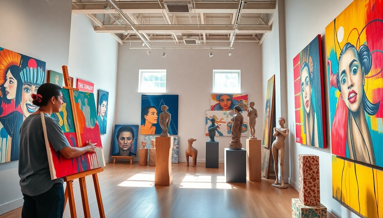 Spotlight on emerging artists in Chicago exhibiting their artworks in a vibrant art gallery setting.