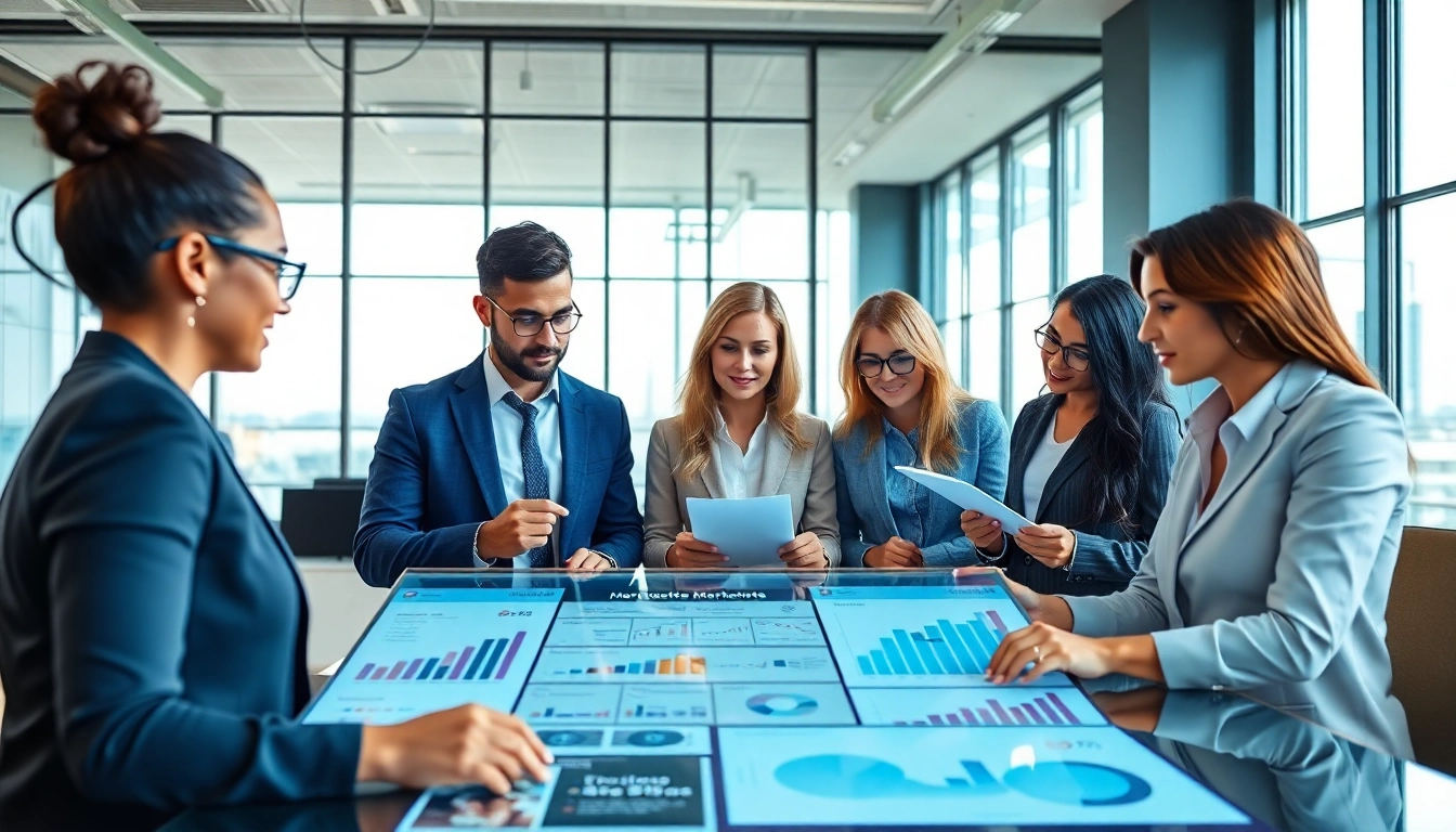 Enhance visibility in trade marketing with a professional marketing team collaborating in a strategic meeting.