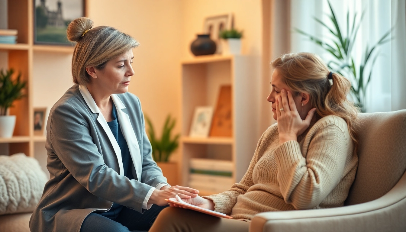 Supportive therapy scene focused on dealing with grief in a comforting environment.