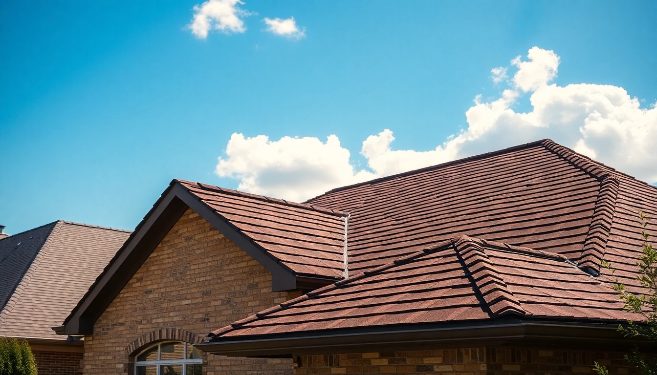 Install durable asphalt shingle roofing Texas on a charming suburban home with a bright blue sky.