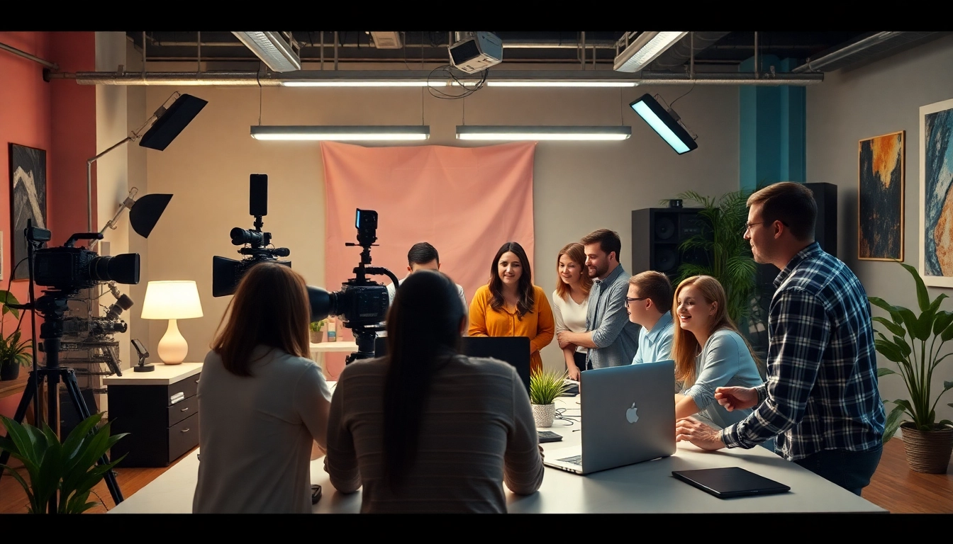 Creating 홍보영상제작 with a passionate team in a modern production studio setting.