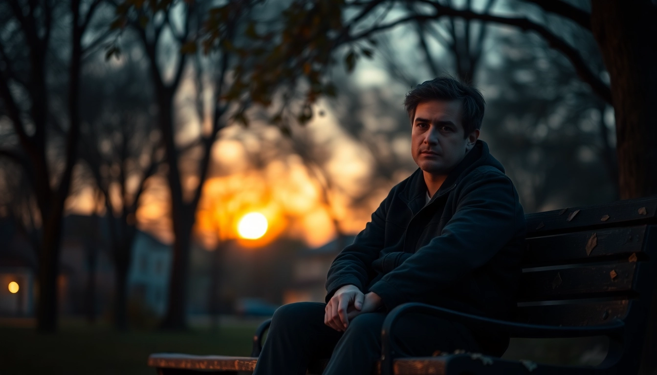 Reflecting on a relationship breakup with emotional depth on a park bench.