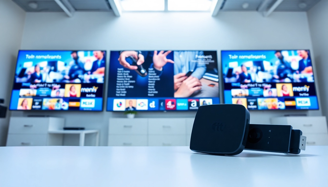 Showcase of Fire TV digital signage app in a modern office, effectively displaying vibrant content.