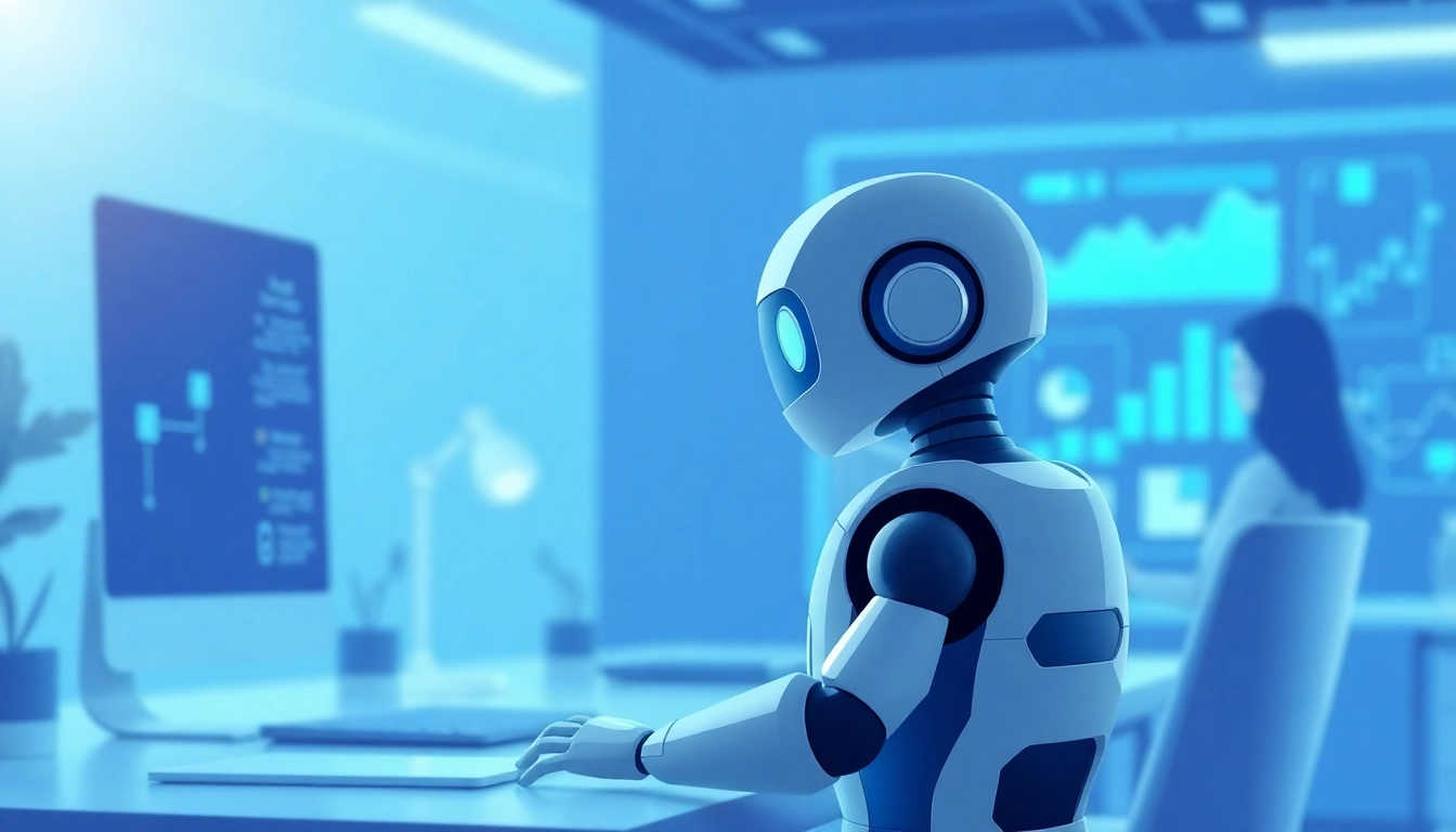 Engaging AI chat bot interface connecting with users in a modern digital workspace.