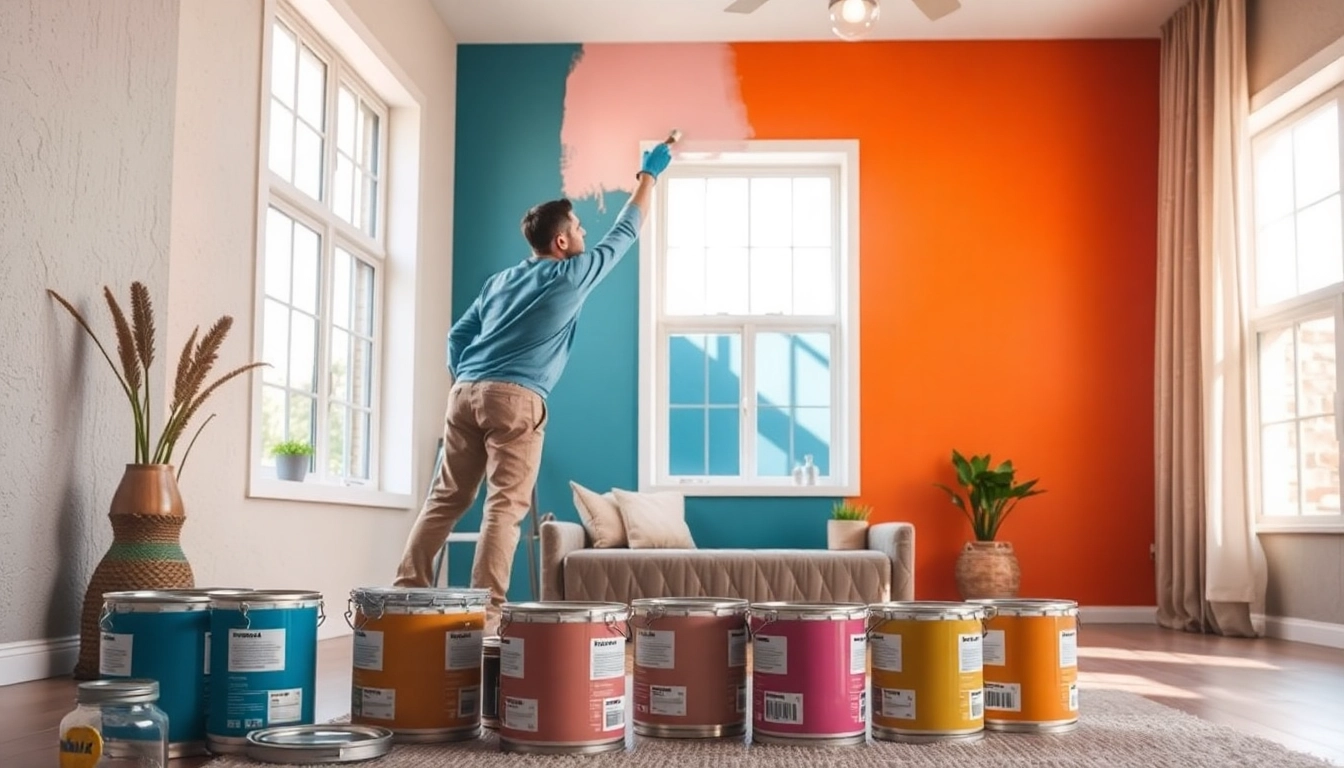 Engaging residential painting process highlighting a painter revitalizing a home's interior.
