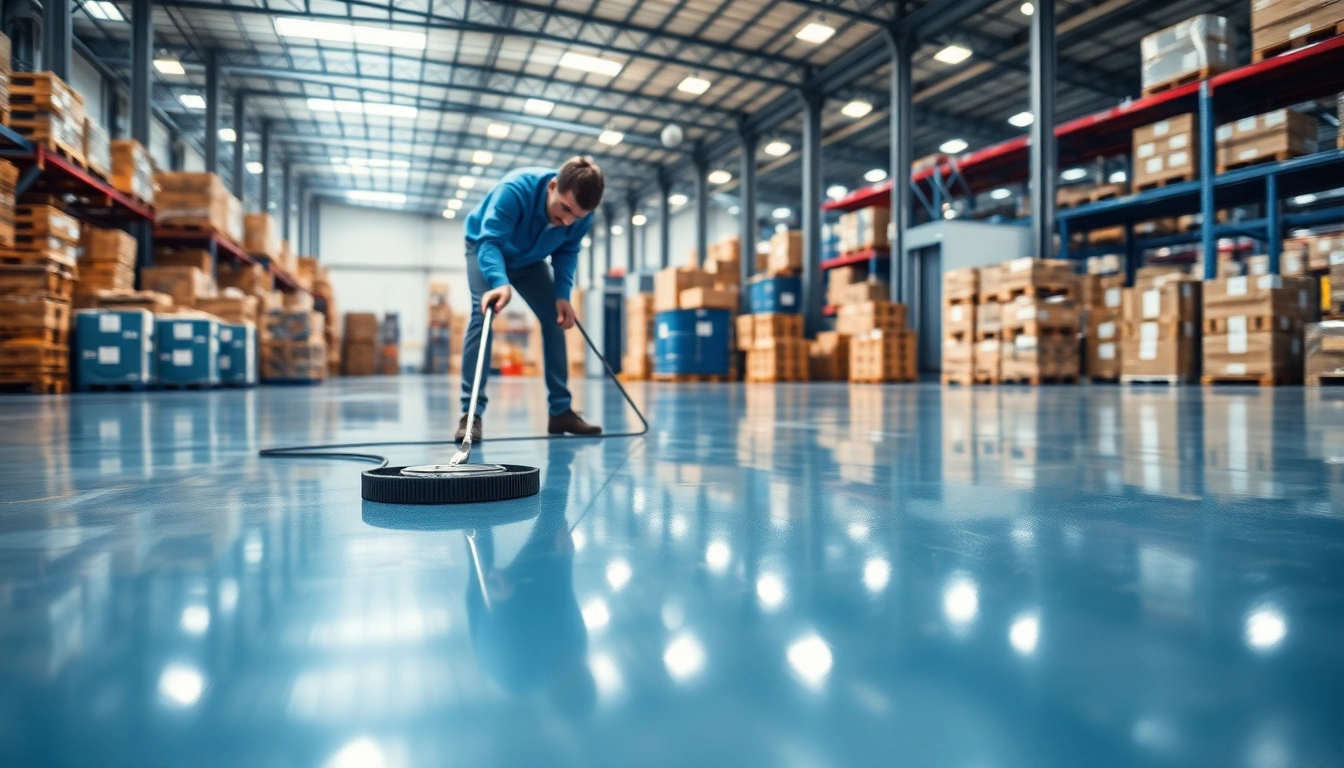 Applying poly floor coating in Twin Cities for a pristine and durable finish.