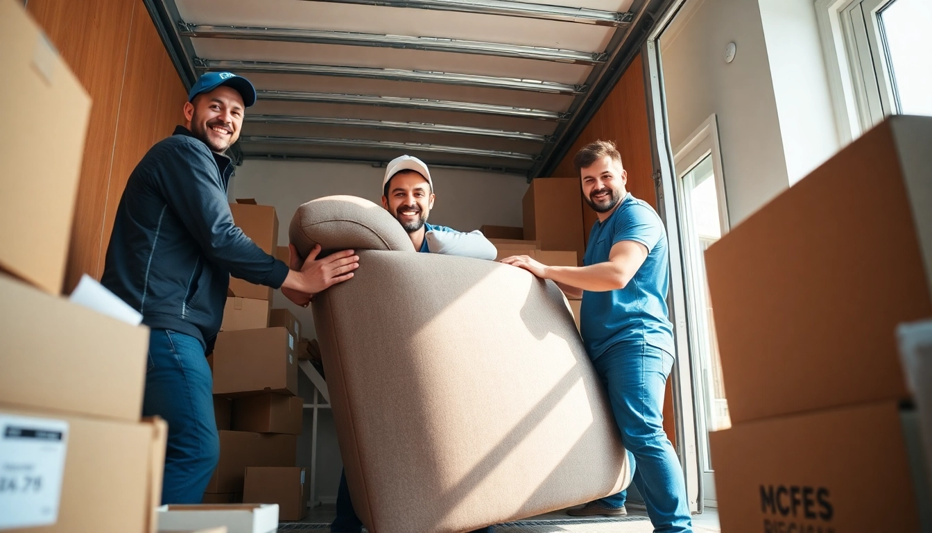 Efficient moving service at https://bennettsmoving.com/ packing a sofa into a truck with care.