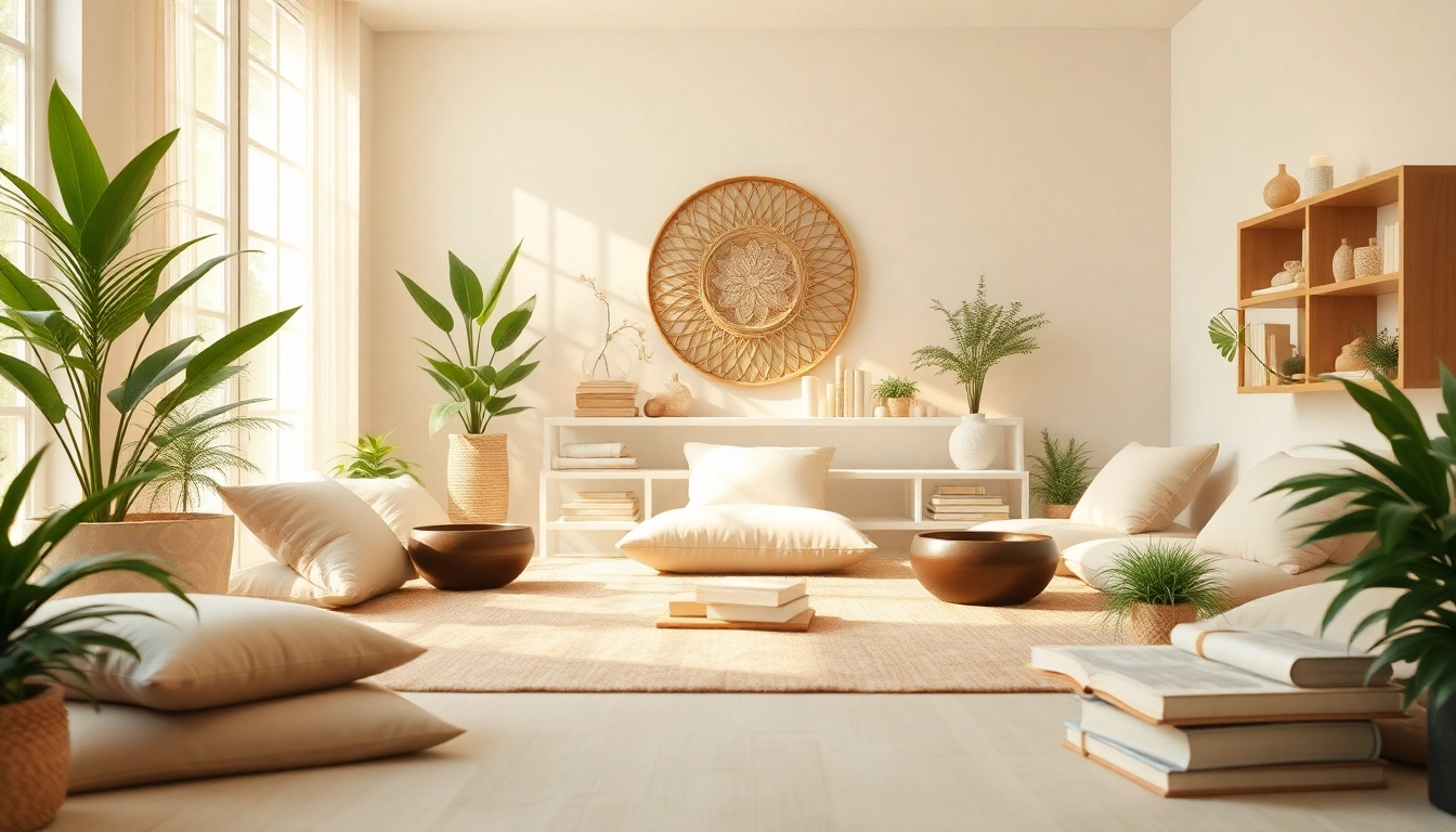 Experience tranquility in a healing space at lovehealingexpansion.ca, showcasing a serene meditation area with natural elements.