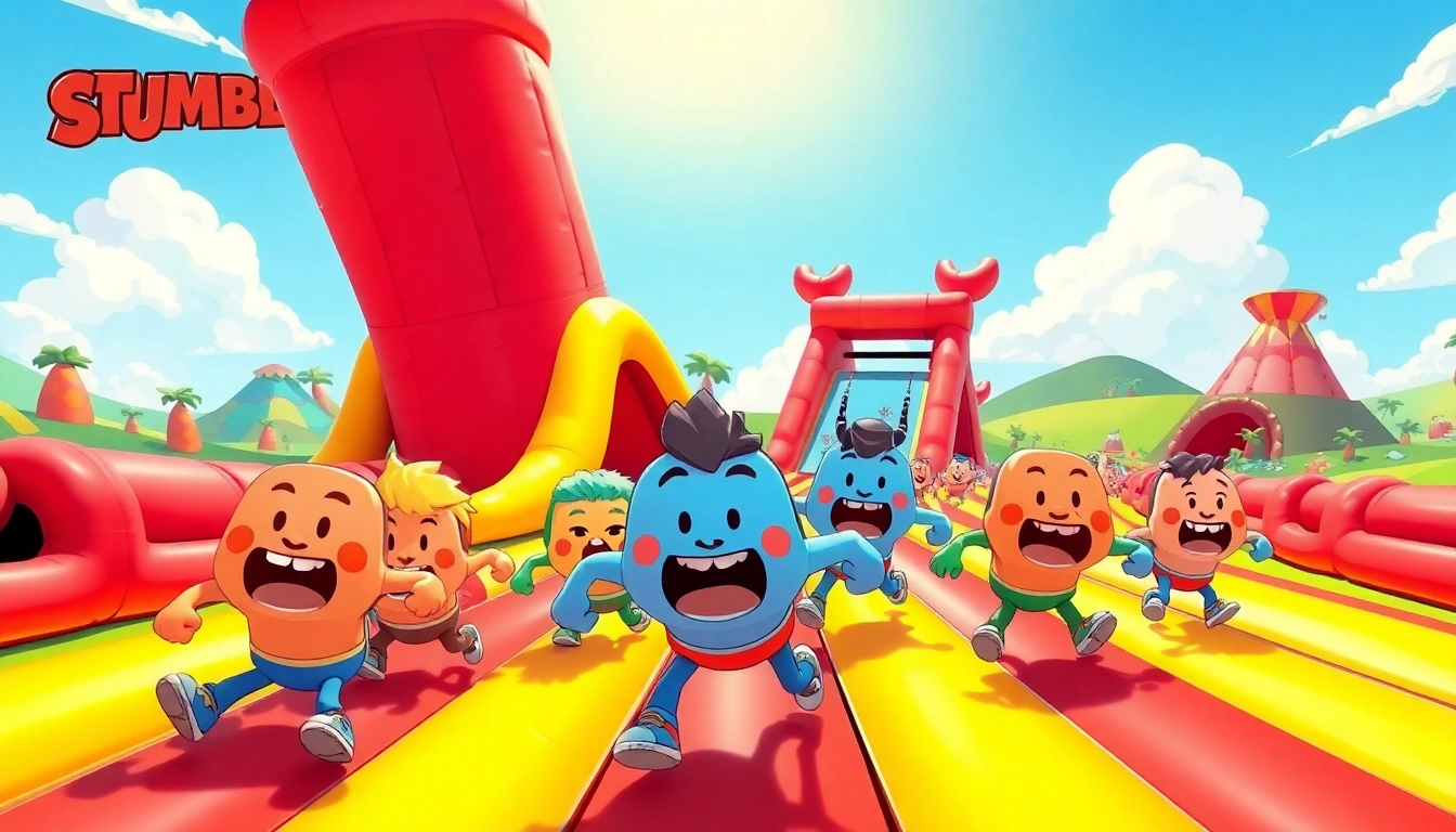 Witness the Stumble Guys mod apk unlock all skins and emotes displaying action-packed fun.