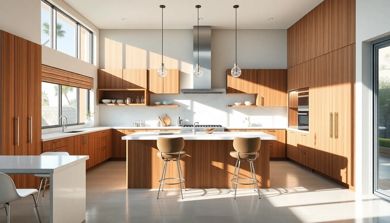 Showcase of a stylish kitchen remodeling Palm Springs featuring modern cabinetry and natural light.