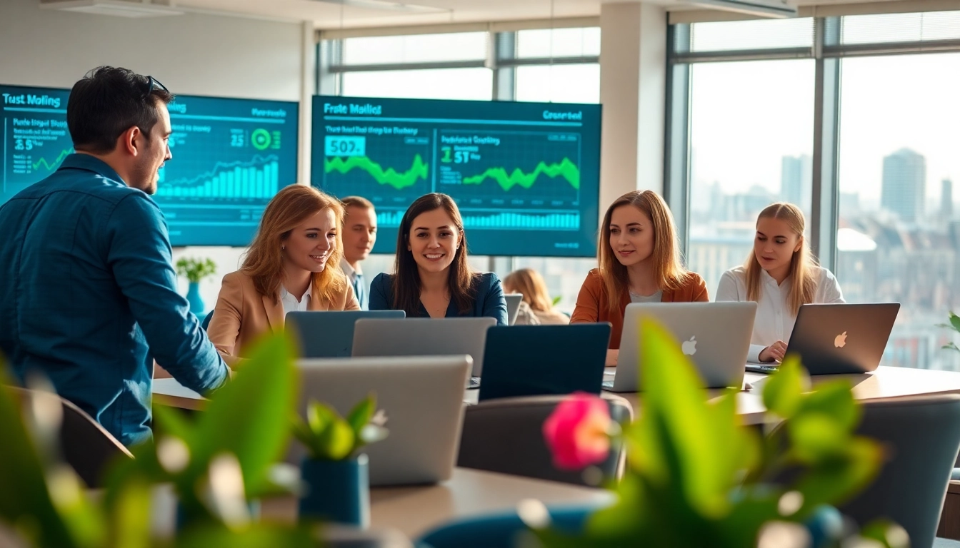 SEO Company Dublin experts discussing strategies in a bright office environment