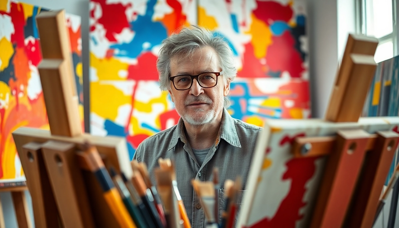 Speck Mellencamp passionately painting in his studio, showcasing artistic heritage.