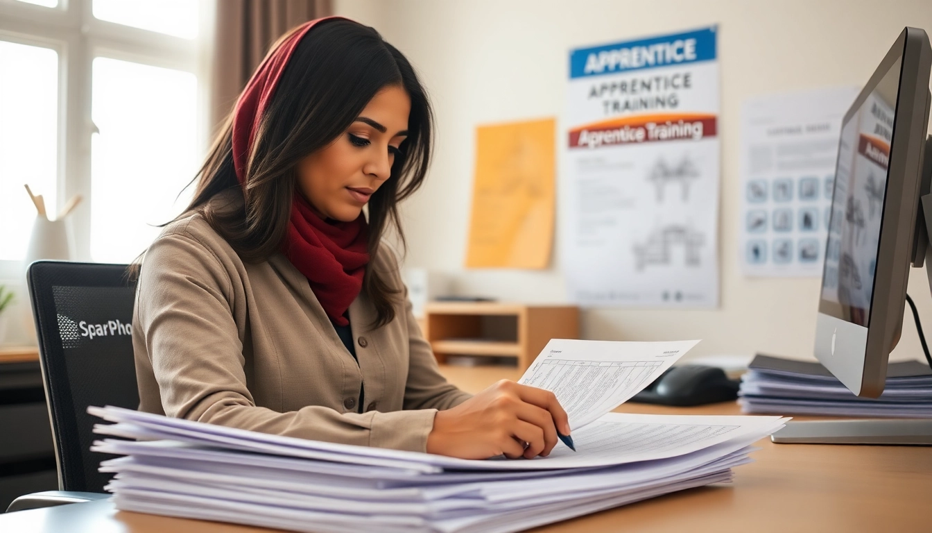 DAS 142 form being filled out by a contractor in a bright, professional office.
