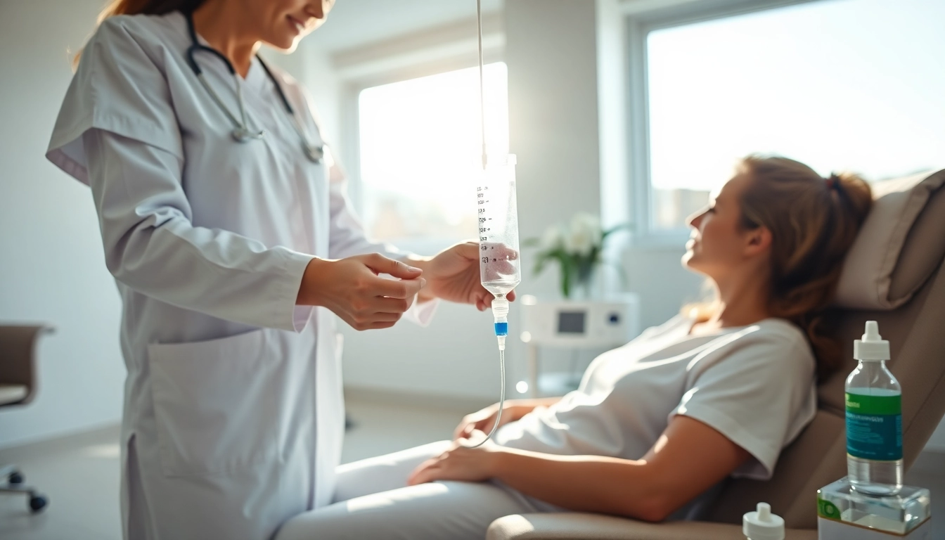 NAD IV therapy near me administered in a professional healthcare setting with a caring nurse.