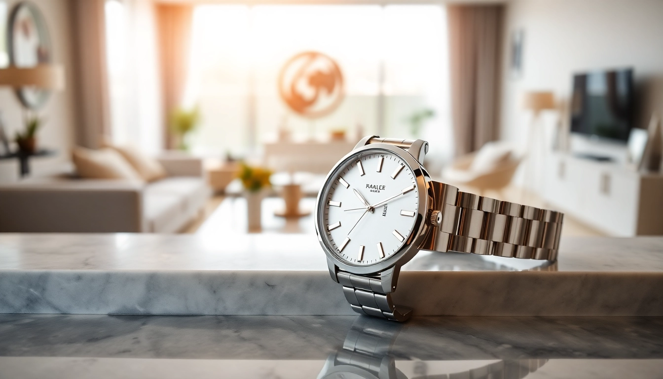 Eine stilvolle Damen Armbanduhr in elegantem Design auf einem marmorierten Tisch.