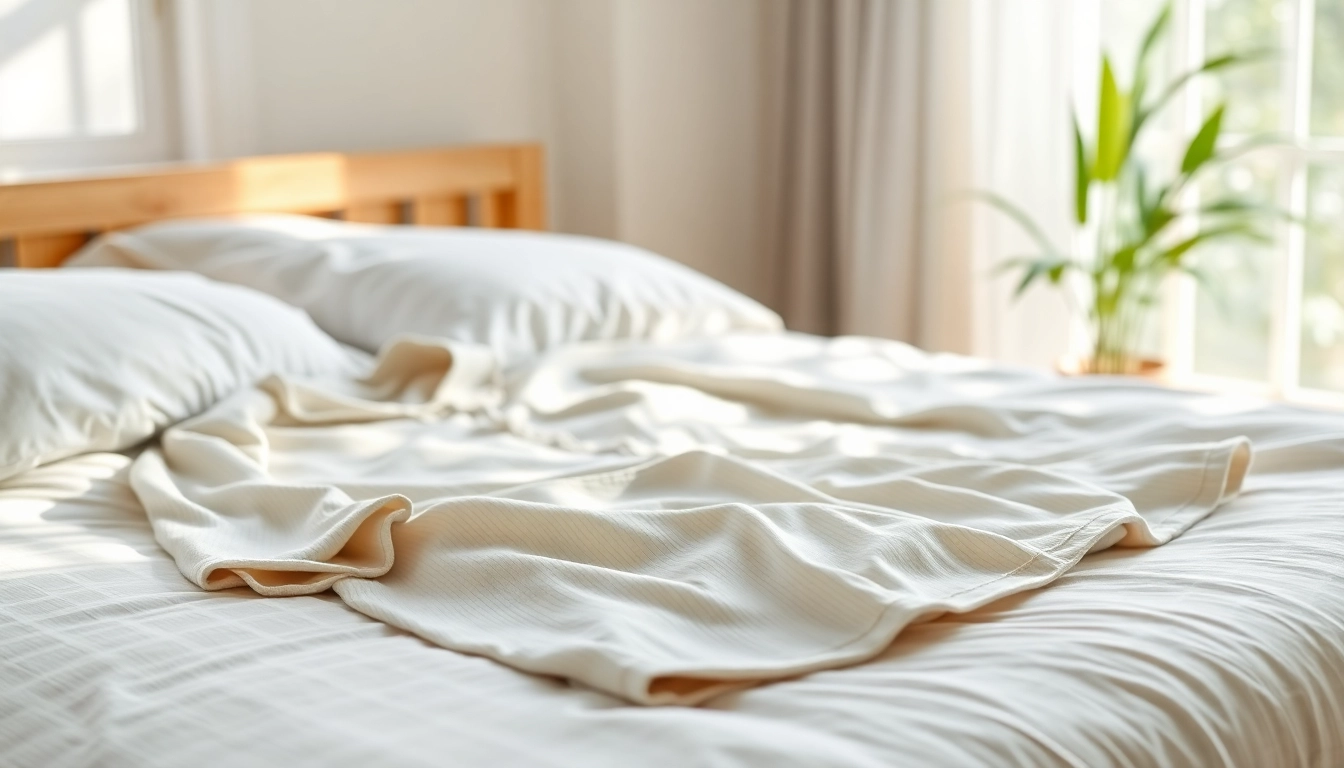 Showcasing bamboo sleepwear in a cozy bedroom with a serene atmosphere and natural light.