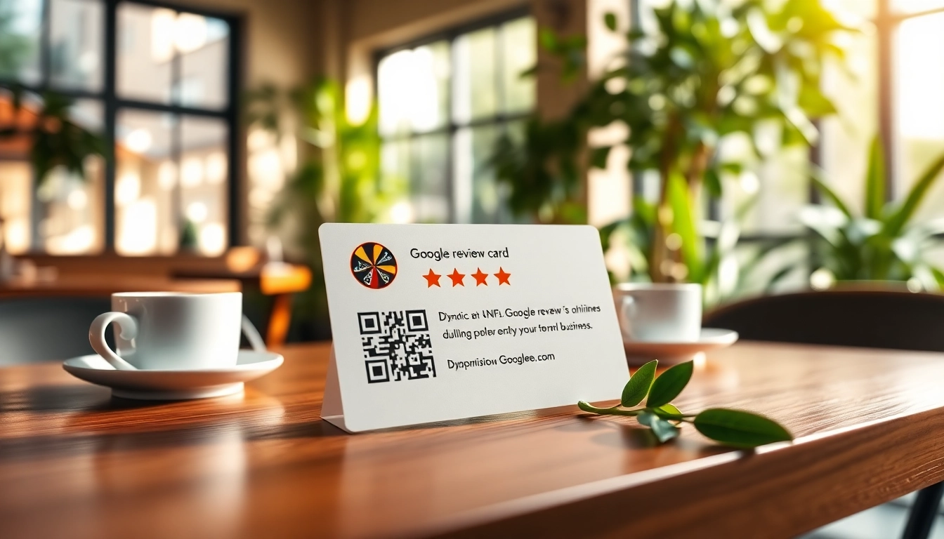 Boost engagement with Google review card displayed on a stylish table at https://www.reviewcardsgoogle.com.