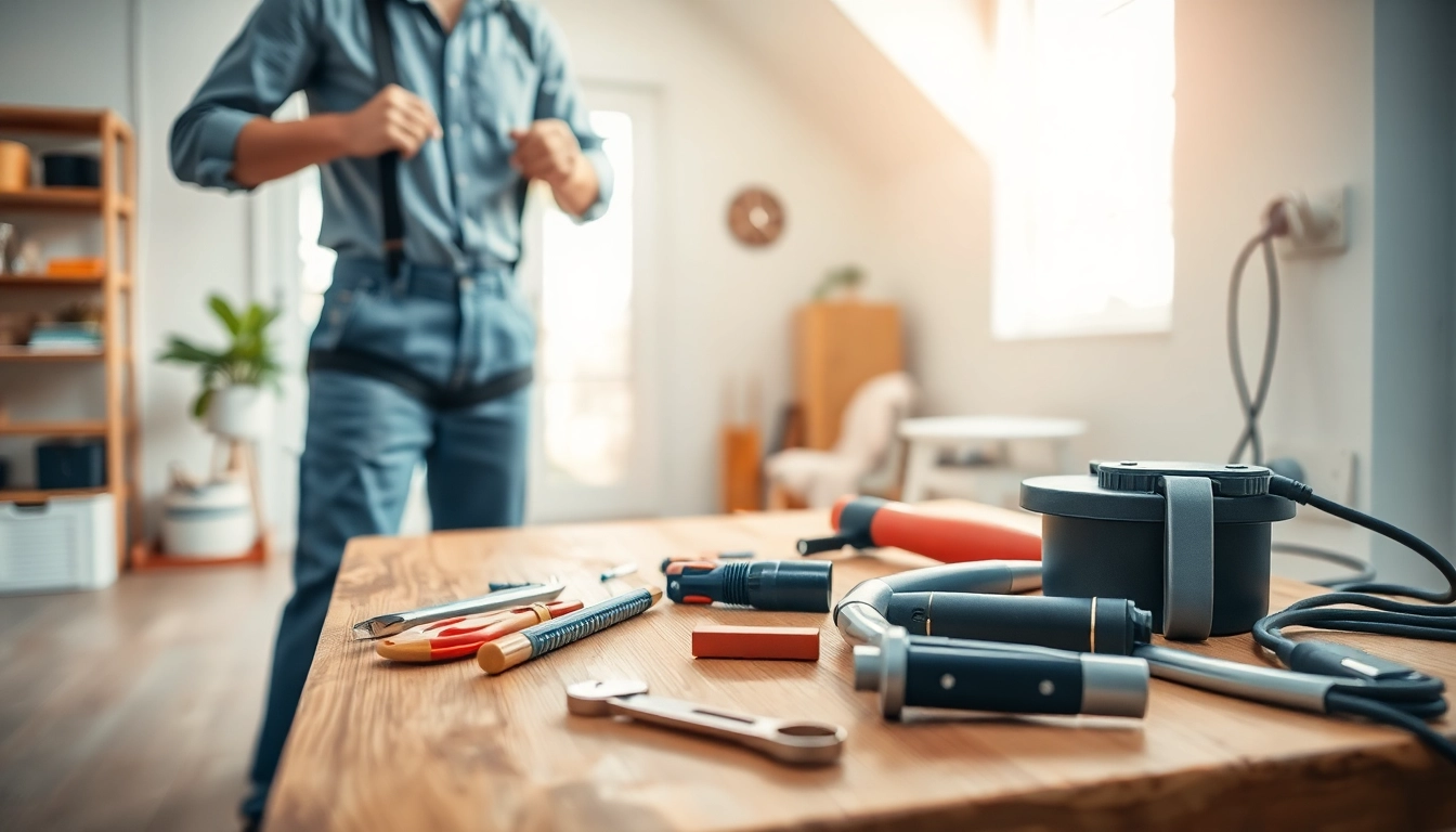 Expert performing Electrical Service maintenance in a tidy workspace with essential tools.