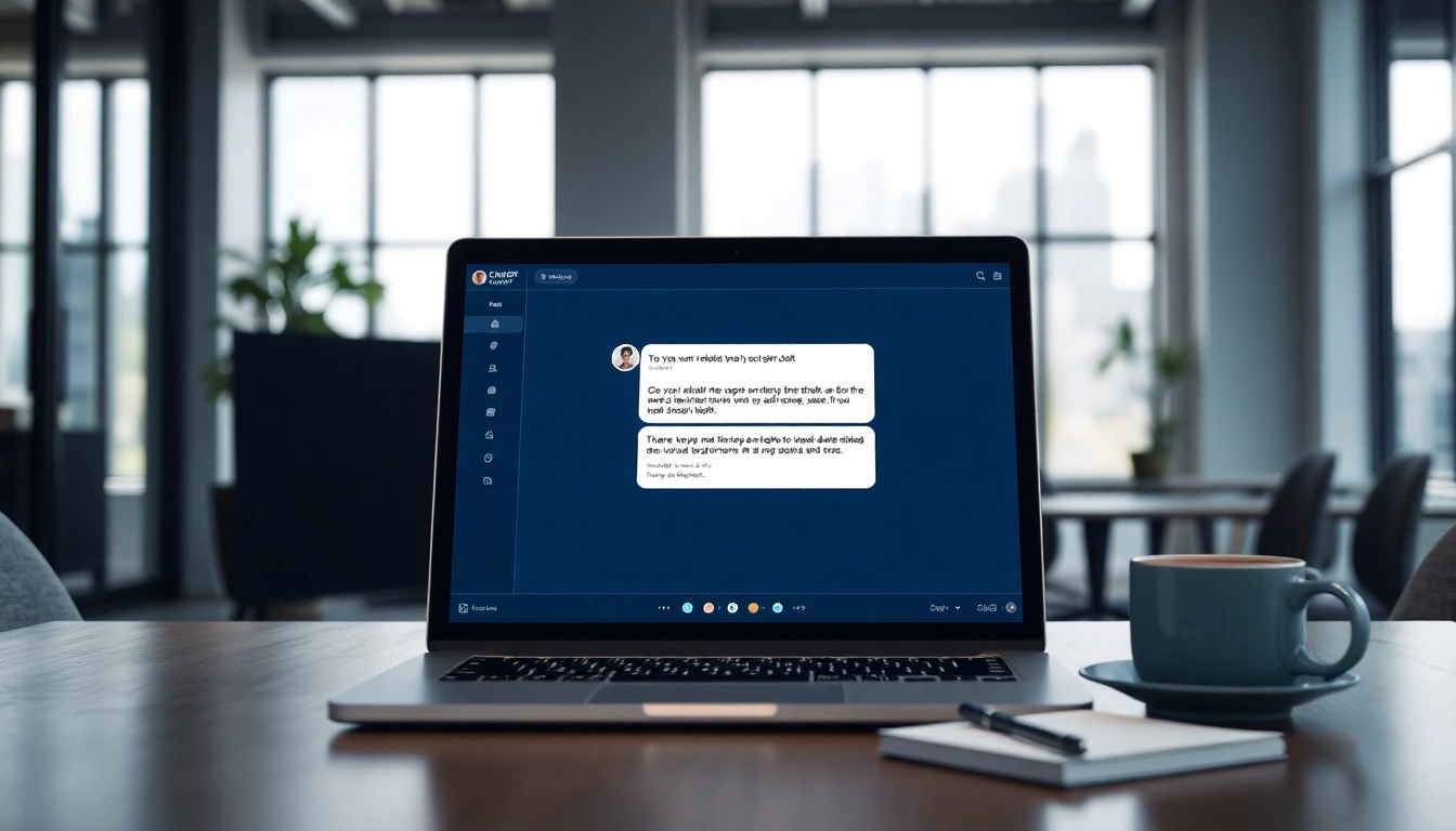 Engaging chatgpt bot for website displayed on a modern interface in a professional workspace.