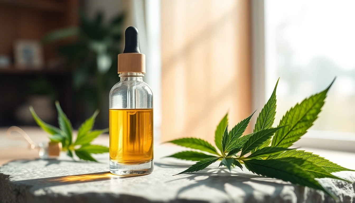 Showcase premium CBD oil in Canada with natural hemp leaves reflecting wellness benefits.