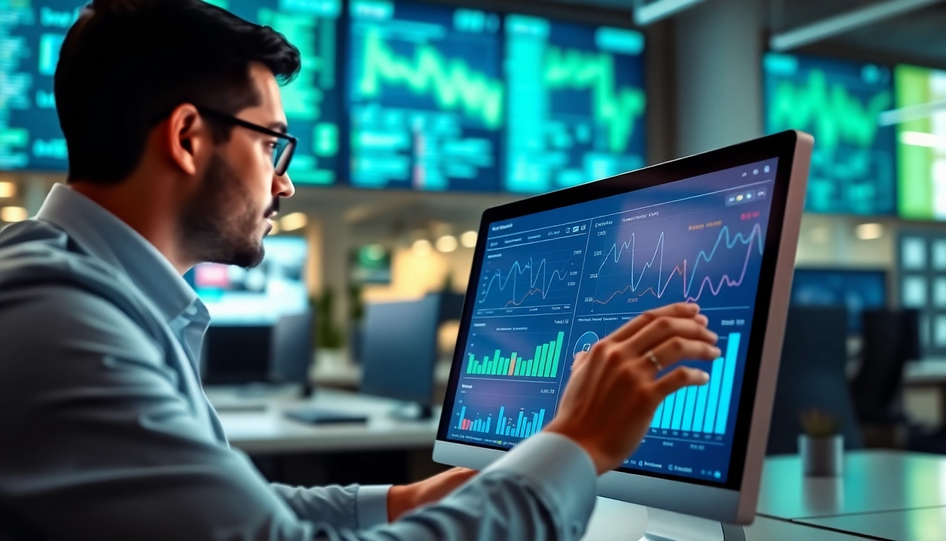 Analyze competitive intelligence data with advanced AI tools in a modern office setting.