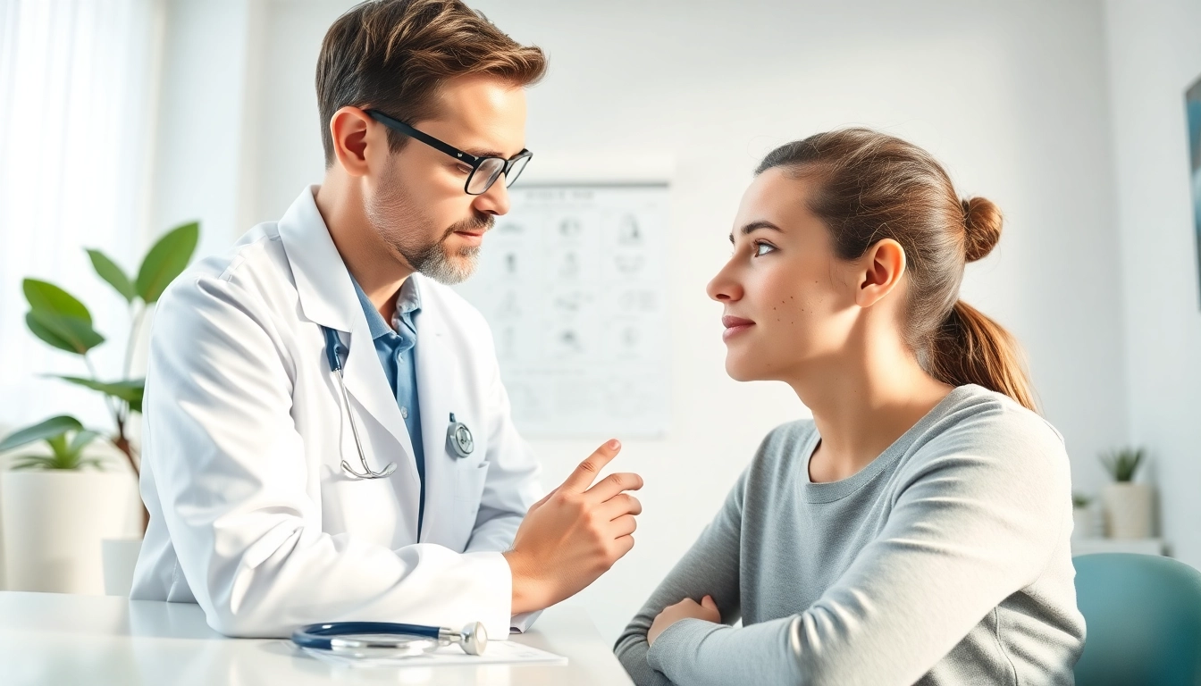Consultation on Acne Treatment with a dermatologist and patient in a clinical setting.