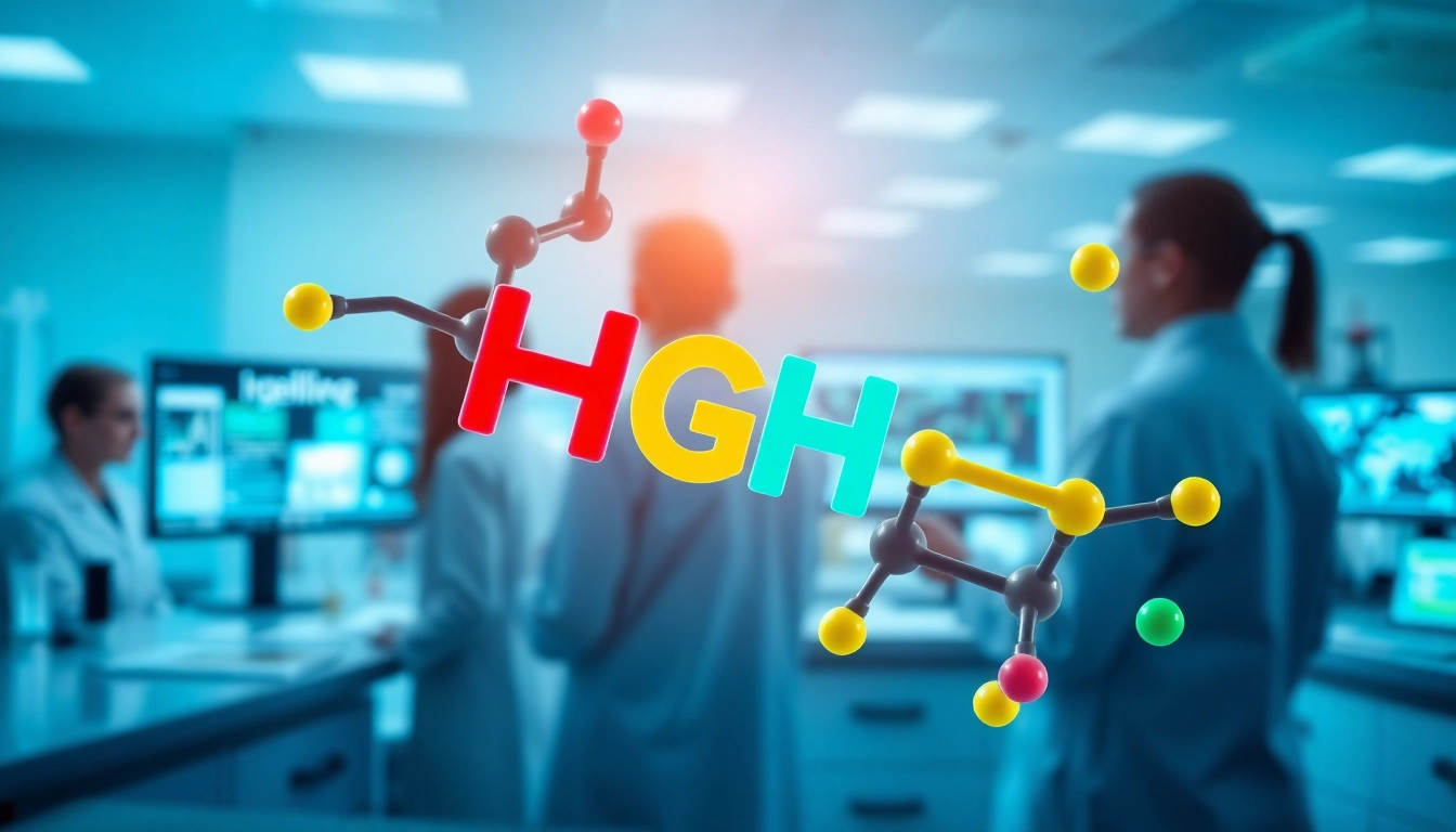 Understand what is hgh through a visual representation of its molecular structure and research setting.