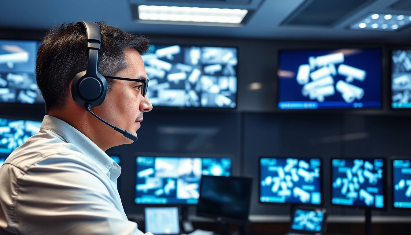Monitor CCTV & Remote Monitoring system used by security professional observing feeds