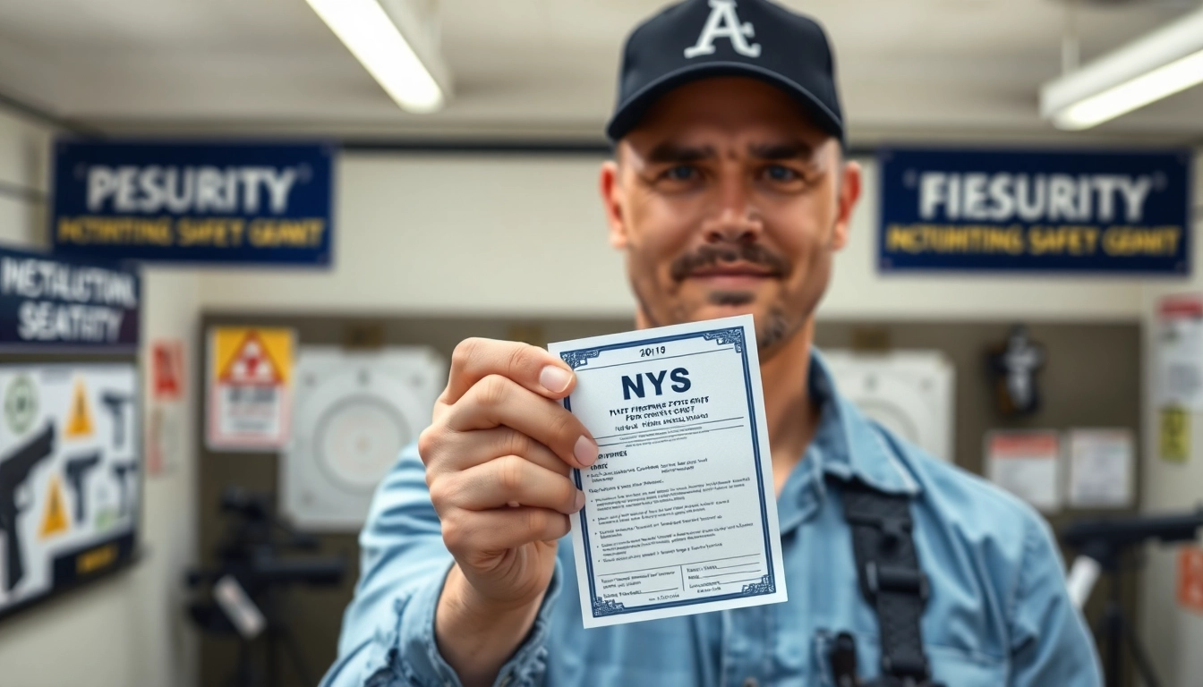 Instructor presenting a NYS Pistol Permit within a professional training environment.