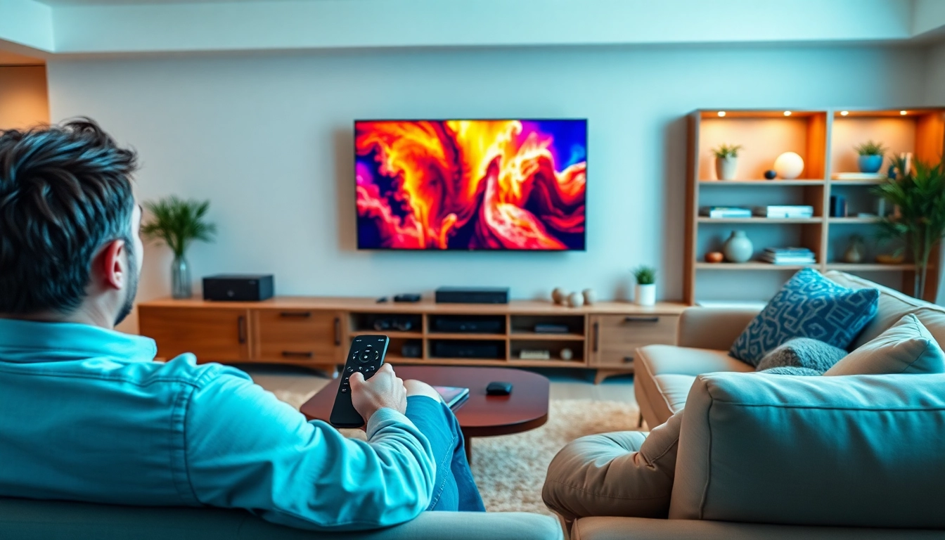 Profitez de Code iptv dans un salon moderne avec une télévision intelligente et un ambiance confortable.