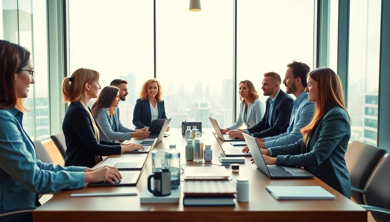 Selling wholesale on Amazon discussed by professionals in a bright and modern office setting.