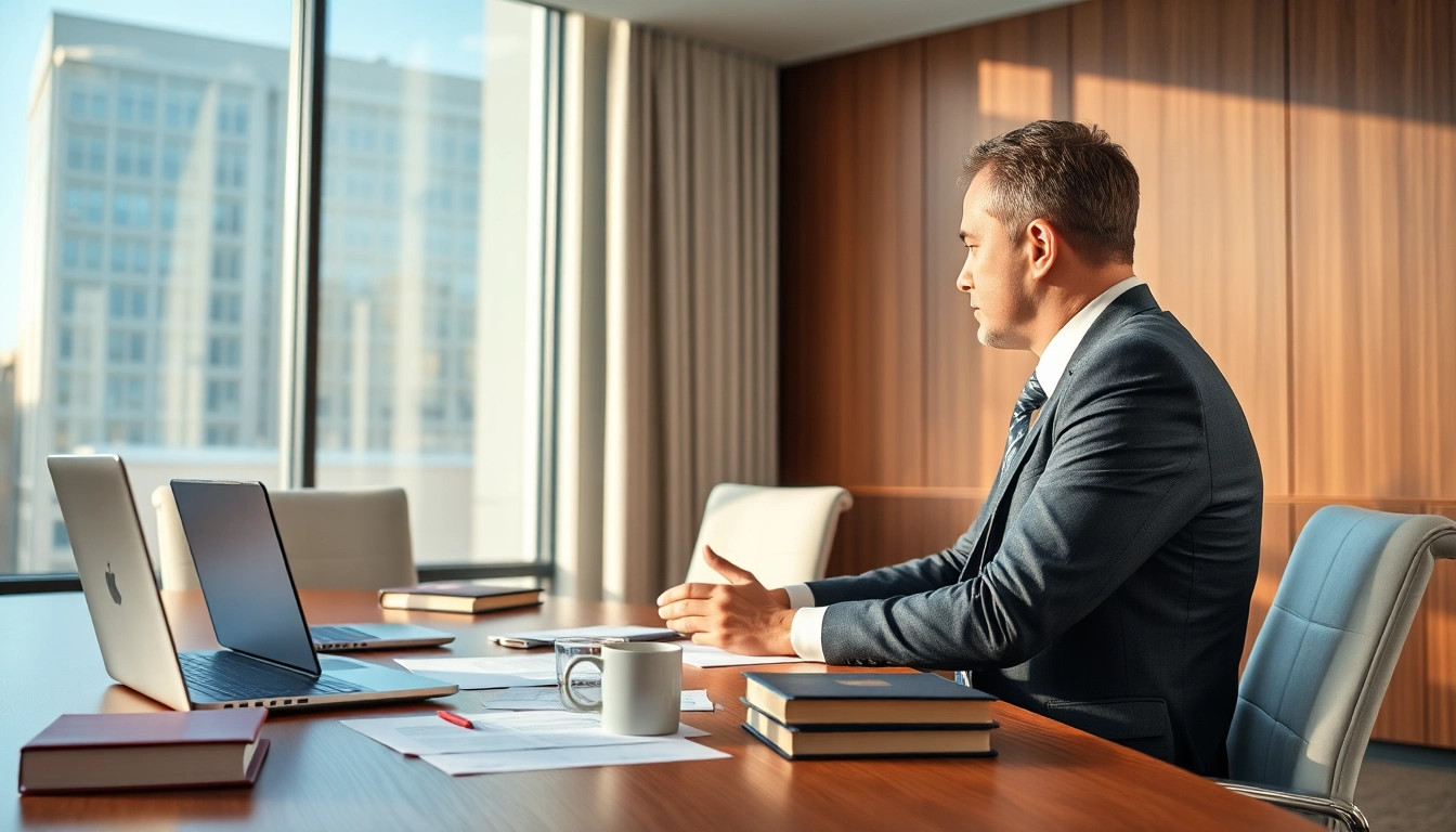 Tampa Criminal Defense Attorney consulting with a client in a professional office.