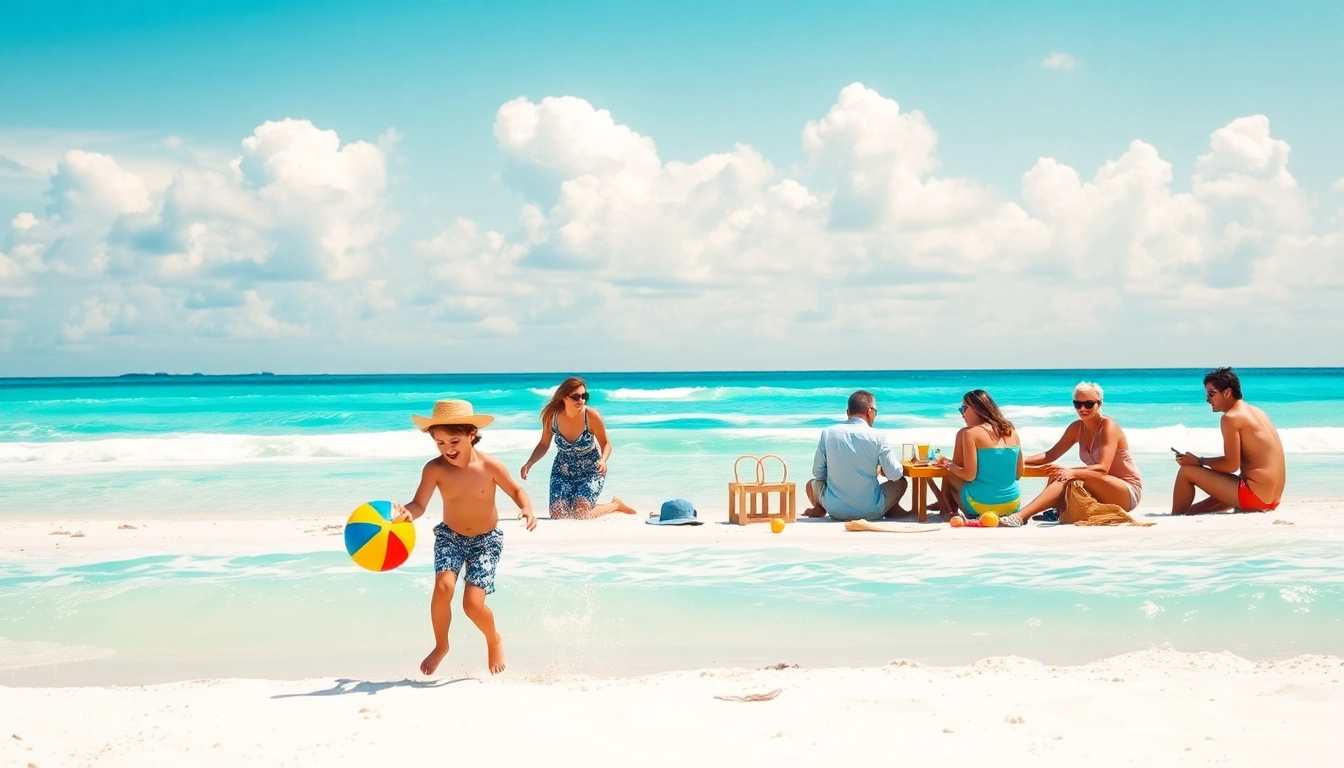 Engage in tour and travel adventures with families enjoying a sunny beach picnic.