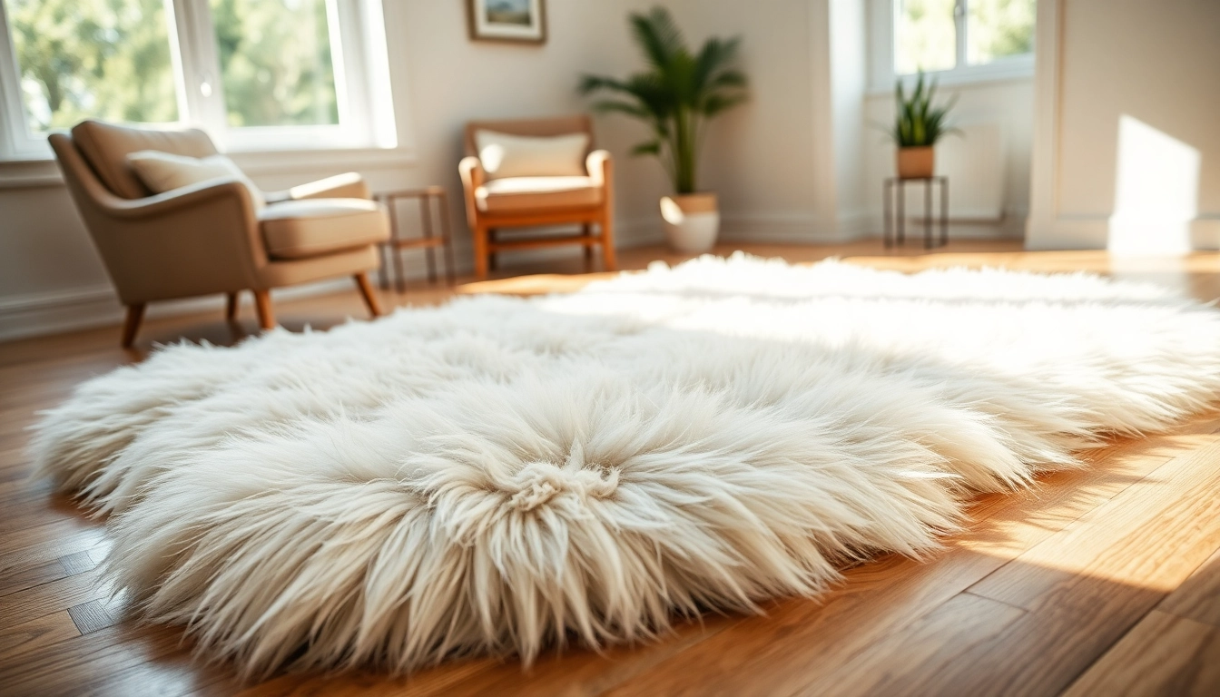 Enhance your living space with a stylish double sheepskin rug that exudes comfort and warmth.