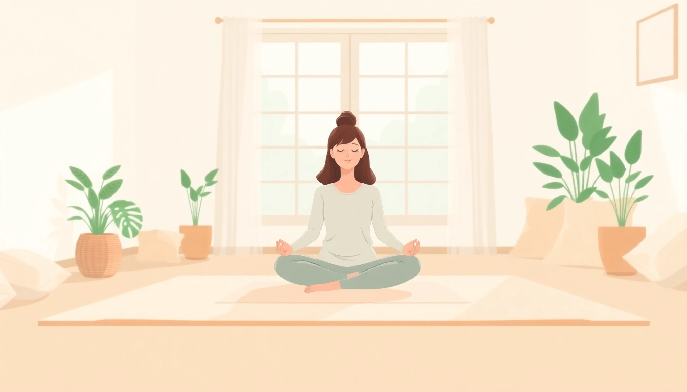 Individual practicing meditation for dealing with anxiety in a calm indoor setting highlighting relaxation.
