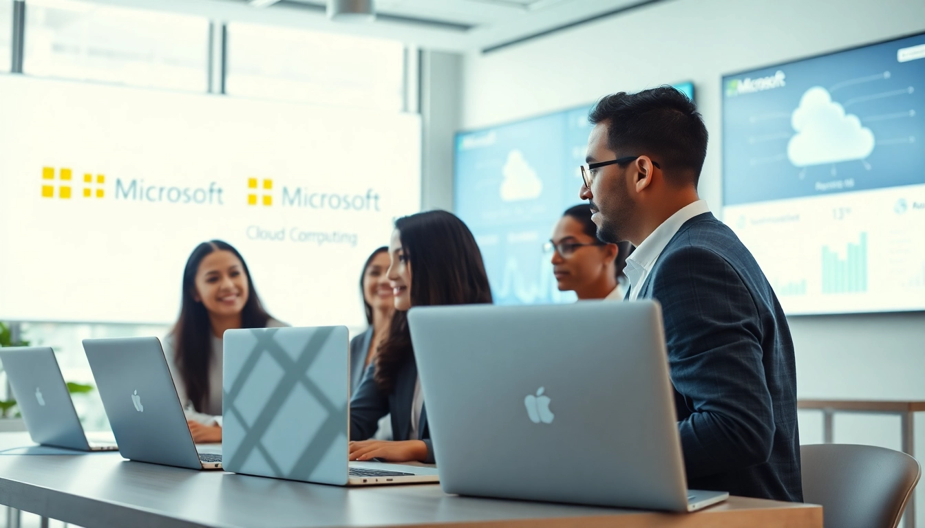 Microsoft fördert die Zusammenarbeit in einem modernen Büro mit Technologie.
