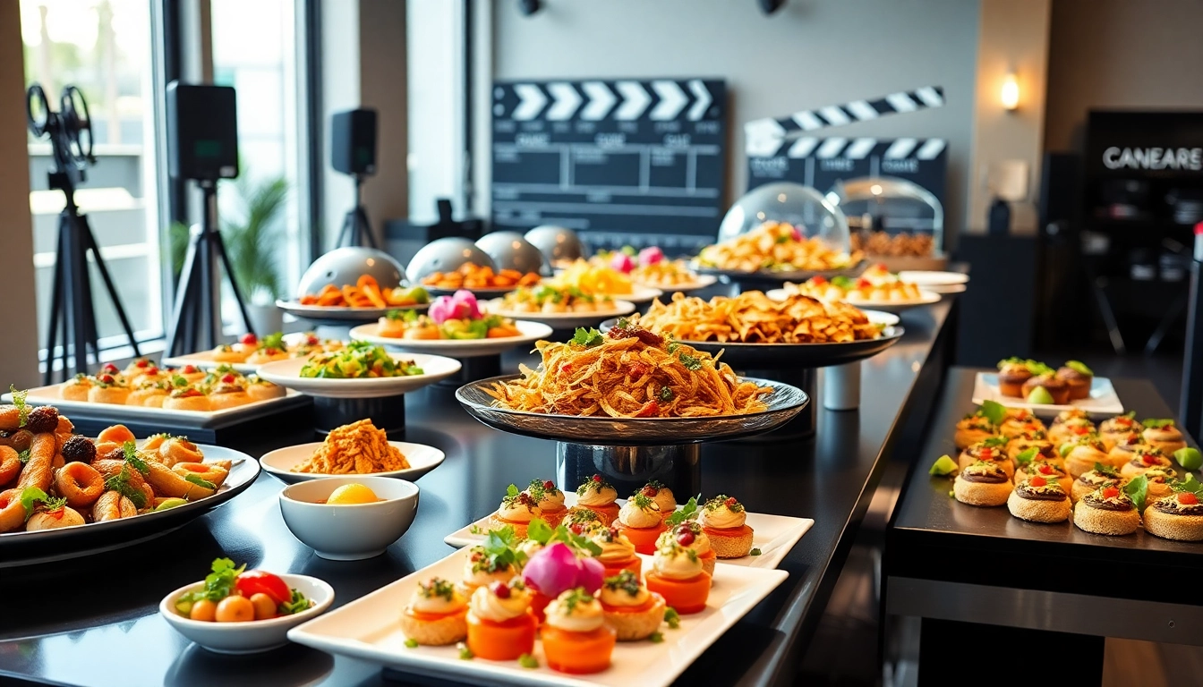 Hamilton Ontario movie catering services showcasing exquisite food displays for film productions.