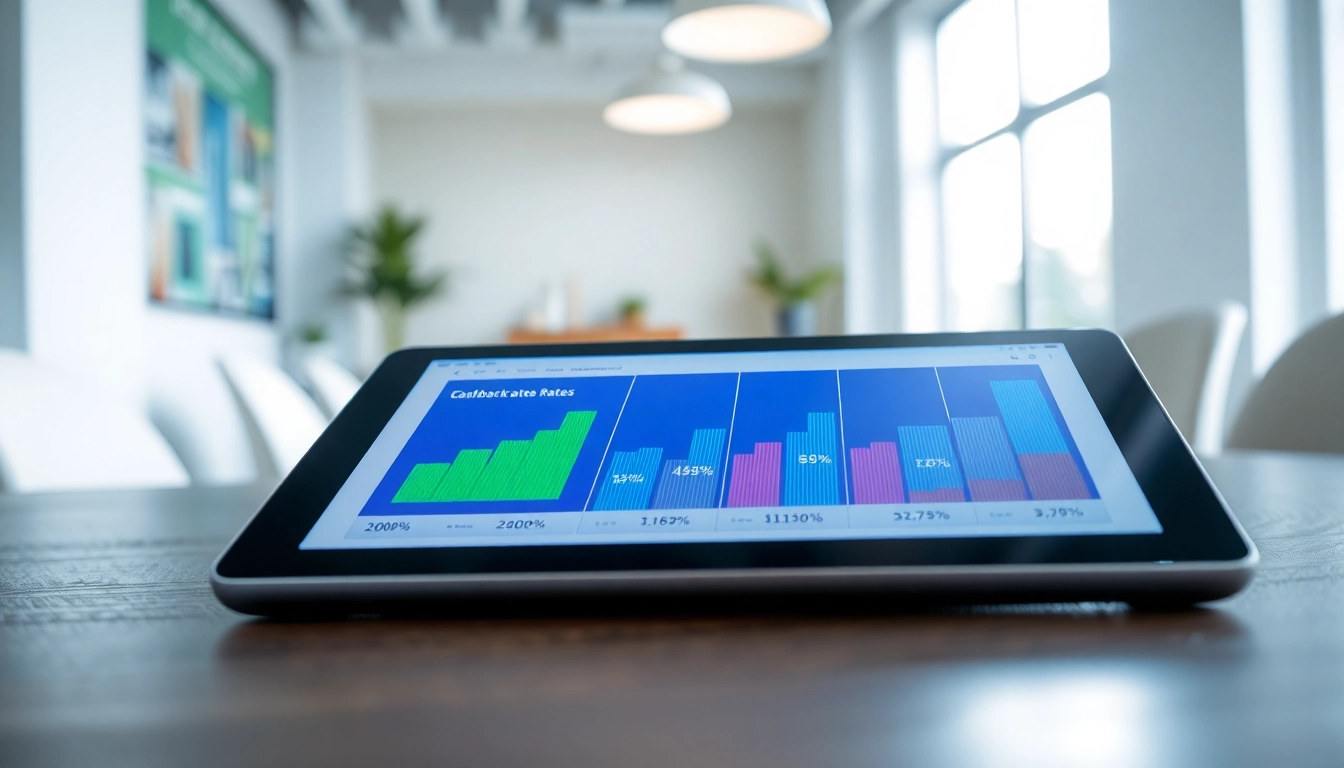 Compare cashback rates visually represented on a digital tablet, emphasizing comparison and financial insight.