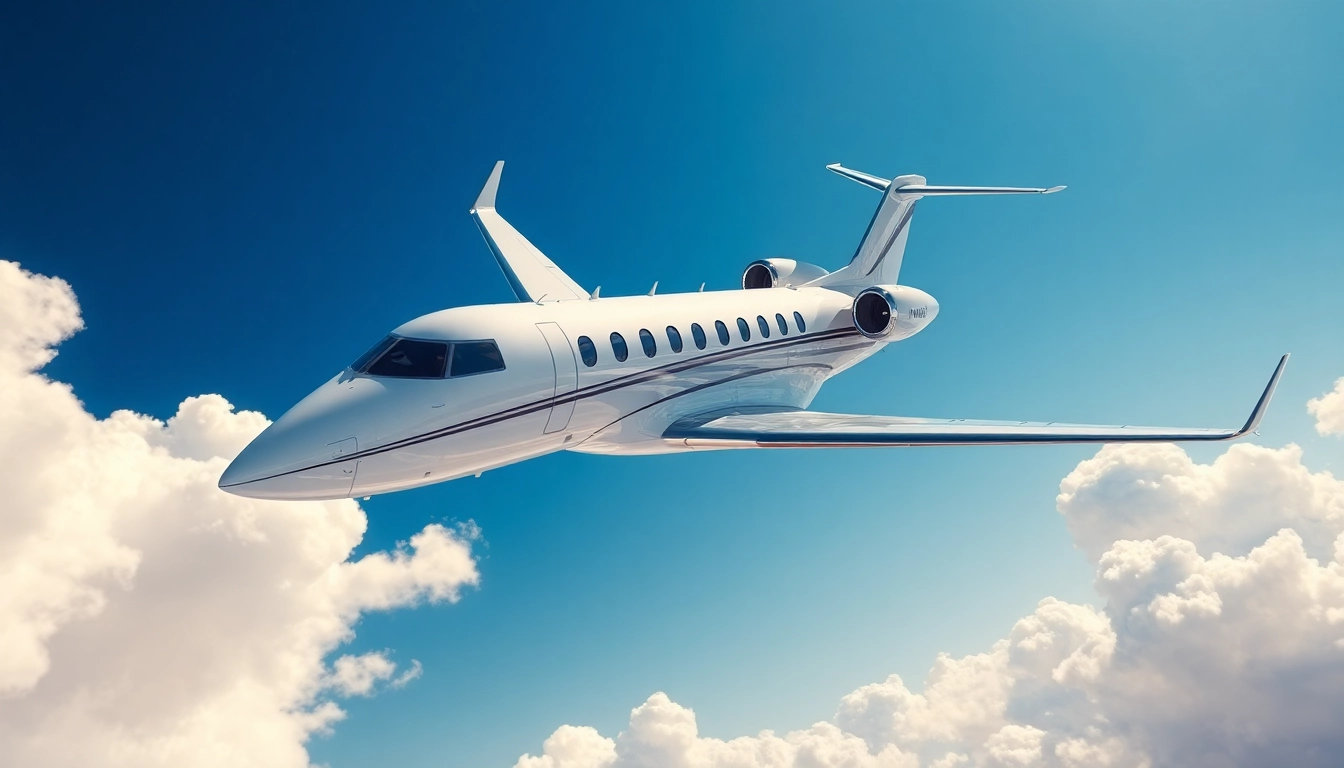 Experience Luxury Private Jets for Rent with a stunning jet soaring through a clear sky.