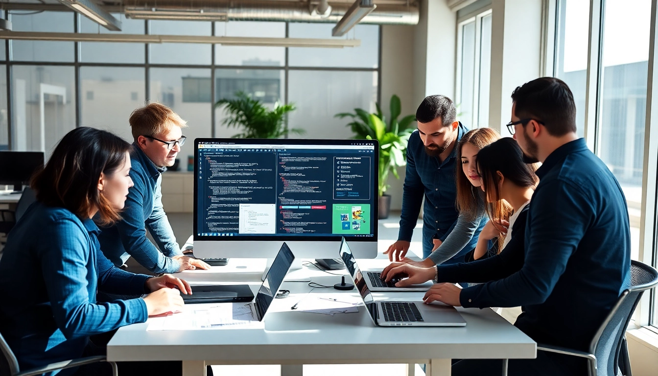 Kansas city web developers collaborating on innovative website designs in a modern office