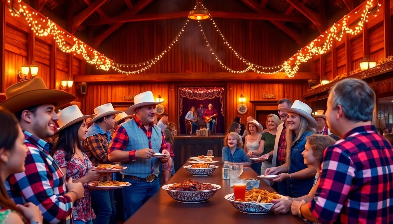 Experience the lively atmosphere at the firelight barn dinner theater featuring a western show.