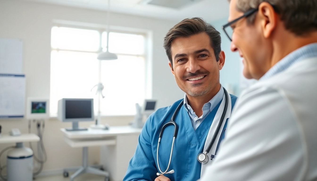 Engaging primary care physician las vegas consulting with a patient in a well-lit clinic.