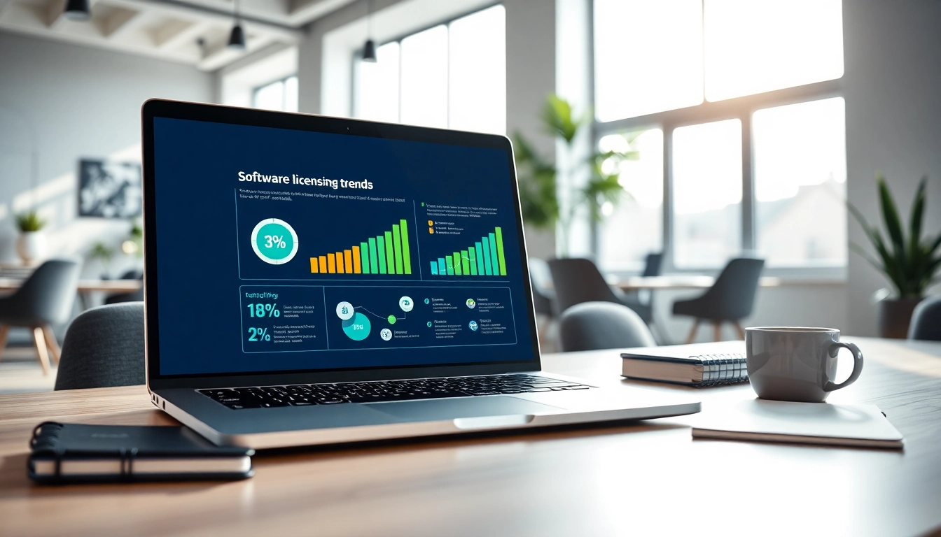 Visit https://digitalsoftwaremarkett.com for insights into digital software licensing on a laptop.