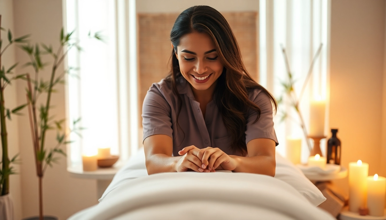 Massage therapist near me providing a soothing massage in a relaxing setting.
