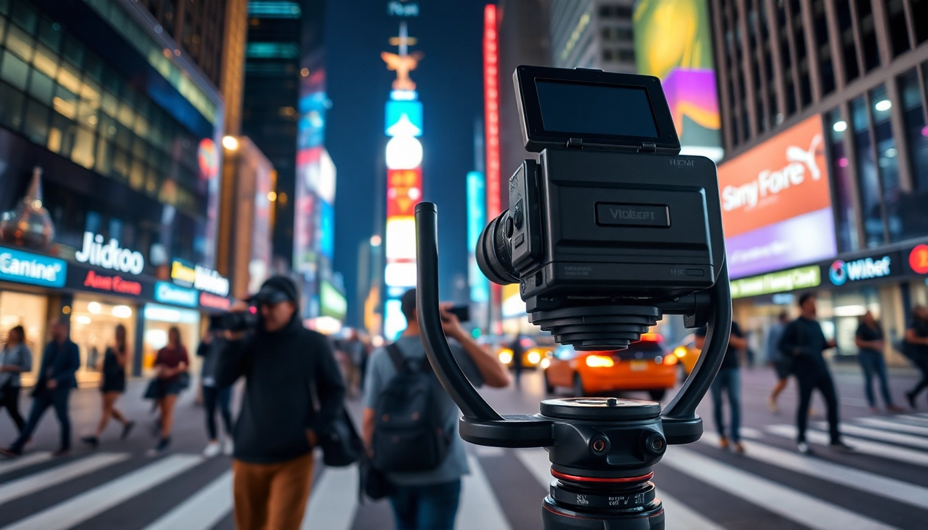 Capture videos effortlessly with the advanced Camera Stabilizer in an urban environment.