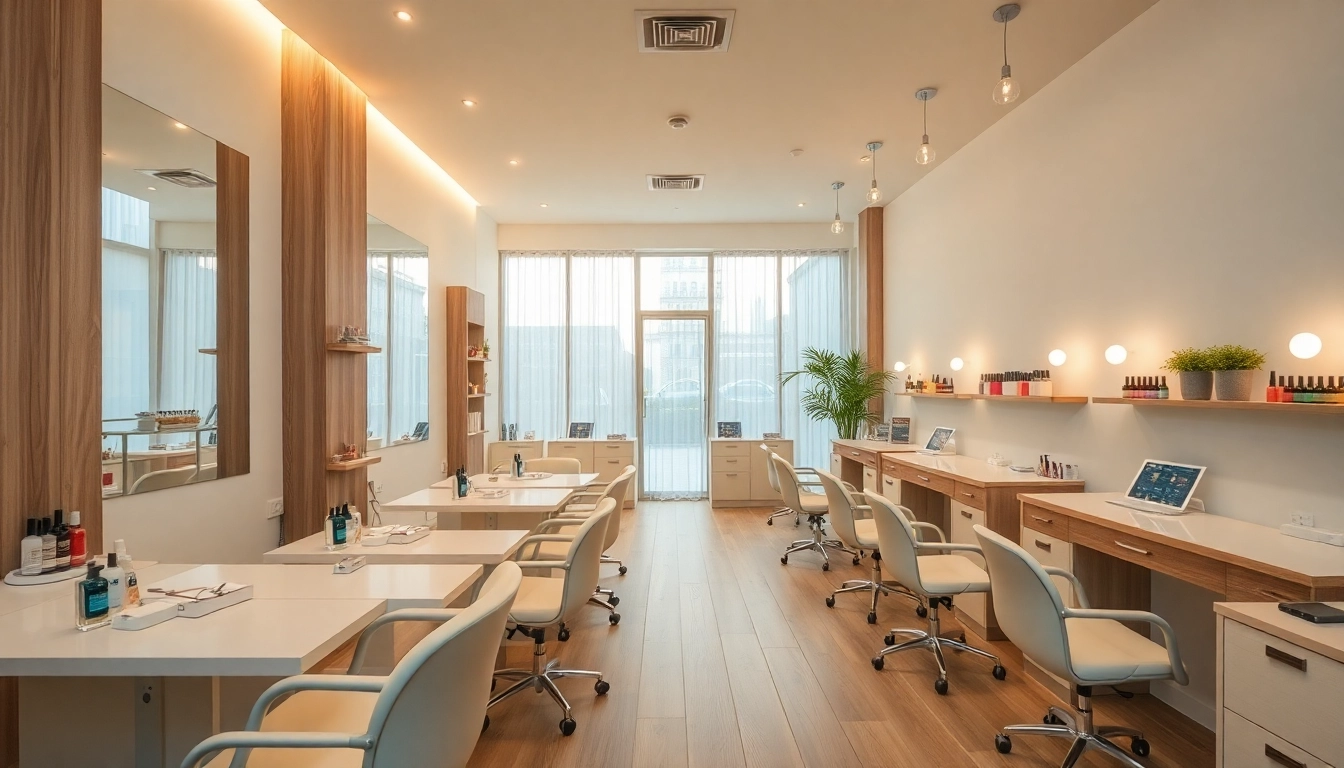 Nail Course setup with elegant manicure stations and professional nail tools for aspiring nail artists.