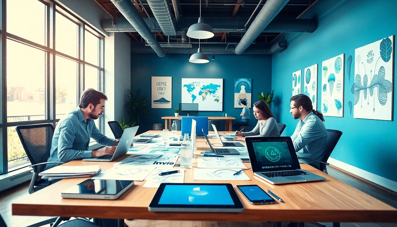 Dynamic visual of a web design company Kansas City team collaborating on innovative web projects.
