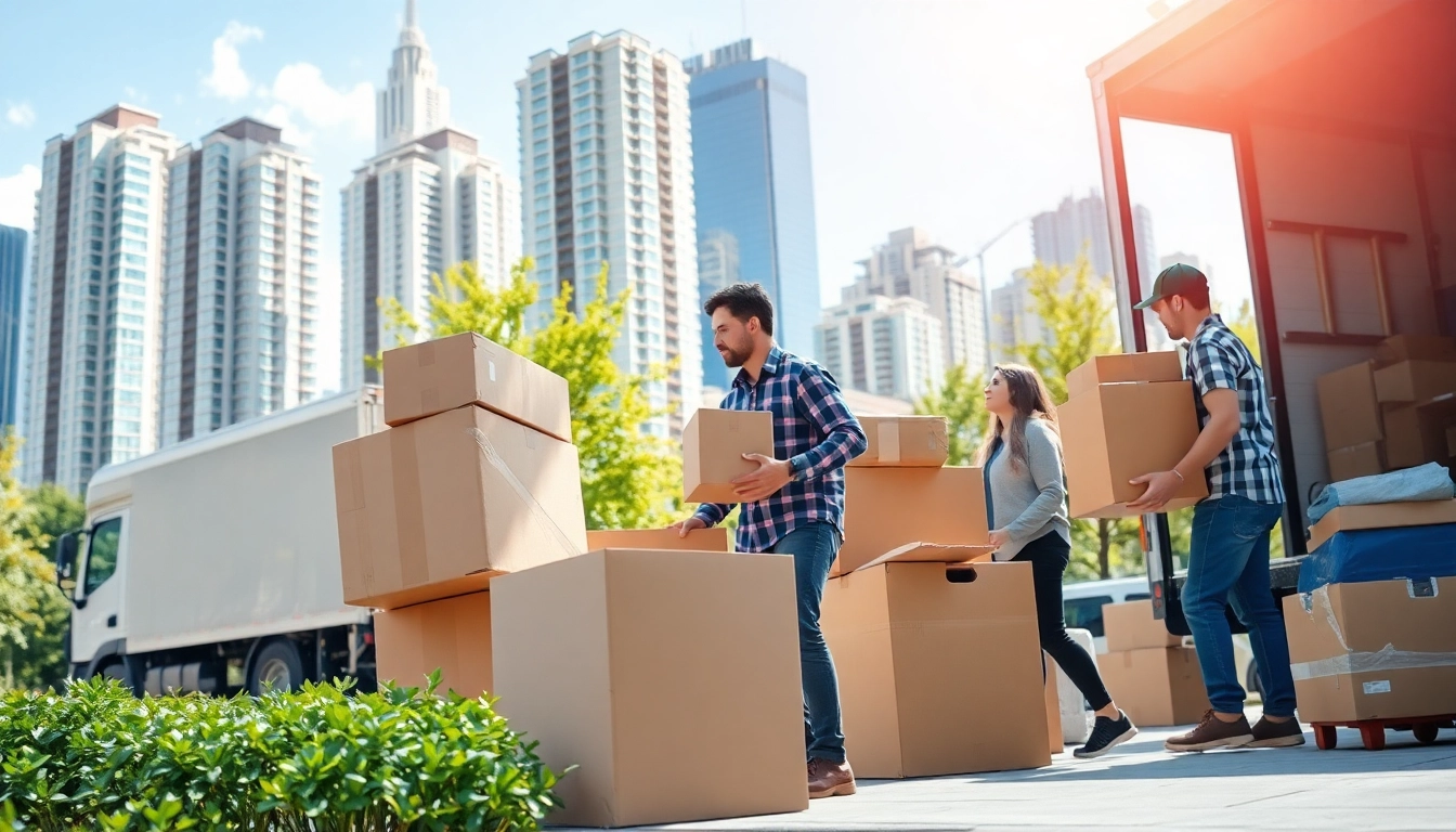 Family receiving assistance from the best Toronto movers while relocating in an urban environment.