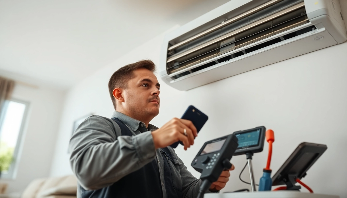 Reliable ac repair mesa az technician assessing a cooling unit in a bright, modern home.